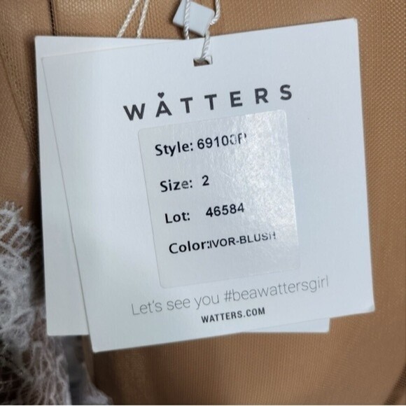 NWT Anthropologie BHLDN Watters Ula Blush lace sheet back wedding gown Sz 2 - Picture 14 of 16